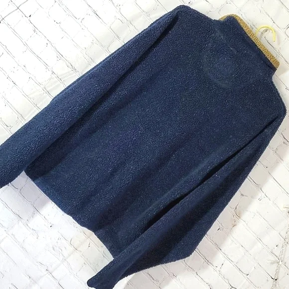 Vintage 90s Field & Stream Outdoor Sherpa Fleece Blue Tan Womens Jacket Size Med - Picture 13 of 17